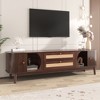 SeaCamel Modern Farmhouse Rattan TV Stand - 75'' TV Media Console with Solid Wood Legs - 2 of 4