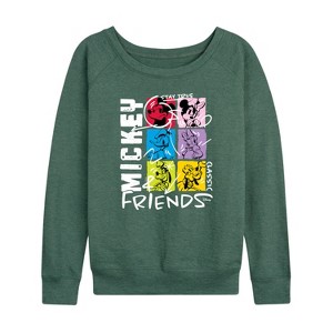 Women's - Disney - Streetwear Group Shot Lightweight French Terry Wide Neck Long Sleeve Shirt - 1 of 4