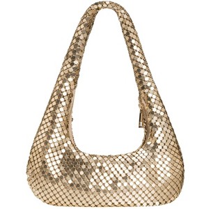 Afashor Womens Metallic Evening Bag Cute Hobo Handbag Fashion Shiny Moon-shaped Shoulder Purse Golden - 1 of 4