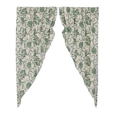 Dorset Green Floral Prairie Short Panel Set of 2 63x36x18  VHC Brands