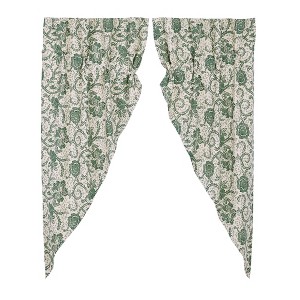 Dorset Green Floral Prairie Short Panel Set of 2 63x36x18  VHC Brands - 1 of 4
