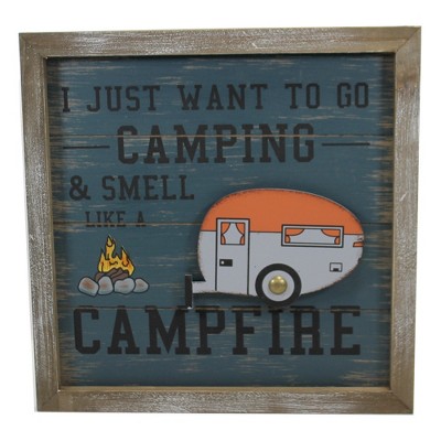Home & Garden 12.5" Camping Campfire Sign Wood Rustic Vacation Direct Designs International  -  Wall Sign Panels