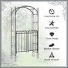 Gulches 84" Garden Arch Arbor with Gate, Metal Arch Trellis, Garden Archway for Climbing Vines, Wedding Ceremony Decoration,  Arrow Tips, Black - 3 of 4