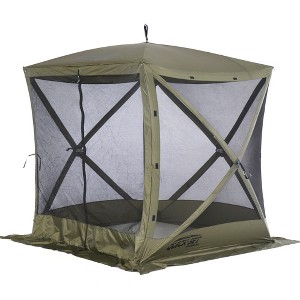 CLAM Quick-Set Traveler  6 x 6 Foot Portable Pop Up Outdoor Camping Gazebo Screen Tent 4 Sided Canopy Shelter with Ground Stakes and Carry Bag, Green - 1 of 4