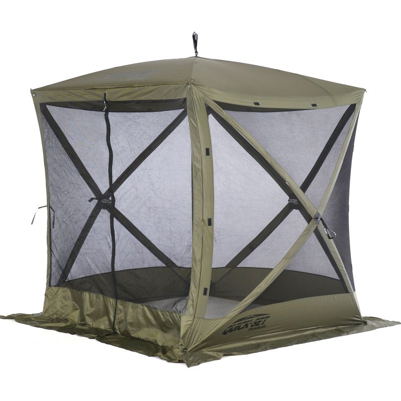 CLAM Quick-Set Pavilion Portable Pop-Up Outdoor Camping Gazebo Screen Tent Sided Canopy Shelter with Ground Stakes & Carry Bag, 1 of 11