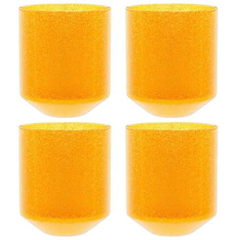 Elle Decor Vintage Drinking Glasses Set of 4 Bubbled Stemless Glasses, Vintage Style Glassware and Barware, 15-Ounce, Amber - image 1 of 4