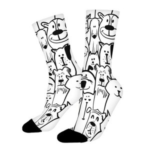 Dogs And Cats Pattern Women Printed Crew Socks Funny Funky Socks Soft Polyester Novelty Gifts for Artists Men - 1 of 1
