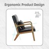 23"W Accent Chair Padding Lounge Arm Chair with Cushion and Pillow, Velvet/PU-ModernLuxe - 3 of 4