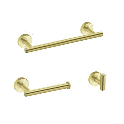 OUTSUPPLY 3 Pieces Bathroom Hardware Accessories Set, Towel Bar, Toilet Paper Holder, Robe Towel Hooks