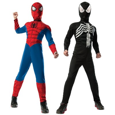 Boys' Marvel 2 in 1 Reversible Muscle Chest Spider-Man Costume - Size 8-10 - Blue