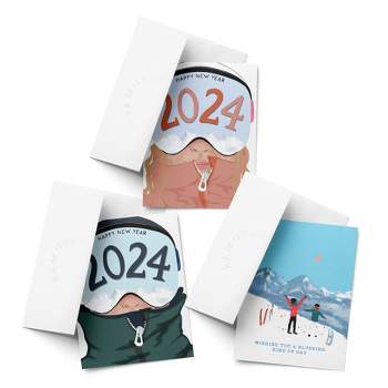 Holiday Winter Card Pack (3ct, Assorted) Bluebird Day, Guy Skier, Girl Skier by Ramus & Co
