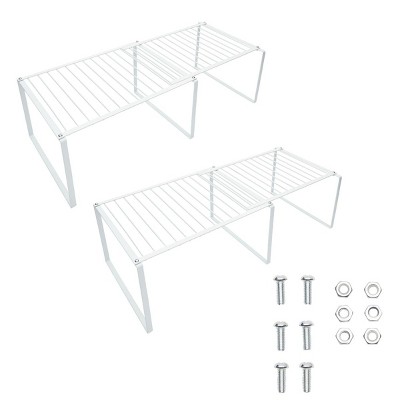 Farmlyn Creek 2 Pack Expandable Cabinet Shelf Riser Organizers for Kitchen, Pantry and Fridge, 21.75 8.5 x 6 in