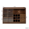 Homy Casa Kitchen Sideboard Buffet Cabinet with Fluted Glass Doors, Drawers, and Wine Storage, Walnut - 3 of 4