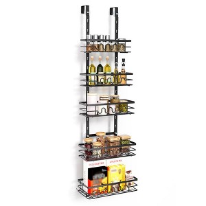 Over The Door Pantry Organizer,Hanging Basket Back Door Storage Rack Shelf,Metal Over The Door Shelves for Bathroom Kitchen Pantry Bedroom - 1 of 4