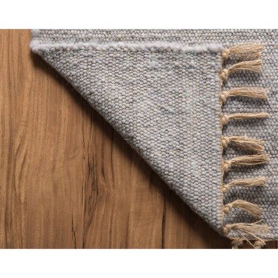 Handmade Lilac Wool Reversible Flatweave Rug