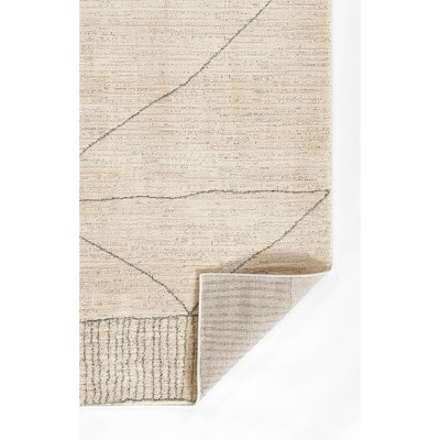 Ivory Geometric Rectangular Stain-Resistant Synthetic Area Rug