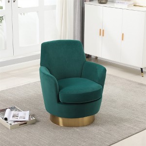 Teddy Swivel Barrel Chair, Swivel Accent Chairs Armchair for Living Room, Round Barrel Chairs with Gold Stainless Steel Base - 1 of 4