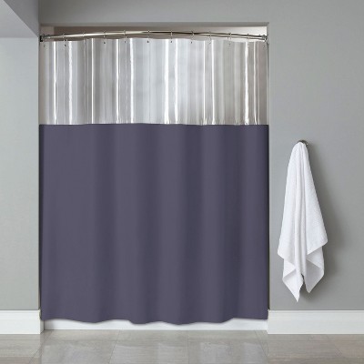 Sweet Home Collection - Window Shower Curtain Clear See Through Top 10 Gauge Vinyl Bath Shower Curtain