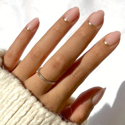 Press On Nails - Goal Digger | Glossy, Semi-Transparent, Short Round Nails, Reusable | 15 Sizes