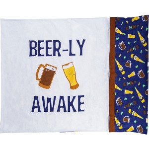 Pavilion Gift Company - Beer-ly Awake - 20" x 26" Pillowcase - Throw Pillow Covers - 1 of 4