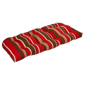Outdoor Bench/Loveseat/Swing Cushion - Brown/Red Stripe - Pillow Perfect