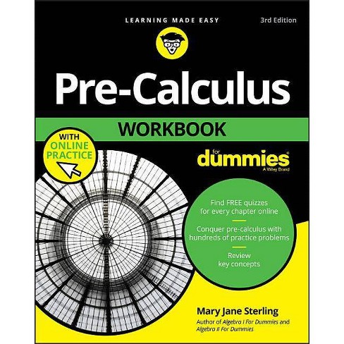 Pre Calculus Workbook For Dummies 3 Edition By Mary Jane Sterling Paperback - 
