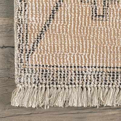 Handmade Trellis Charm Rectangular Wool-Blend 5' x 8' Rug in Beige
