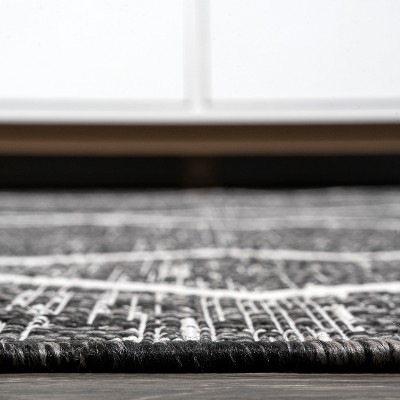 Carwa Handwoven Black/Ivory Synthetic Diamond Trellis 2x10 Runner Rug