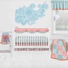 Bacati - Sophia Paisley Aqua/Coral Long Side Crib Rail Guard Cover - 4 of 4