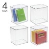 mDesign Plastic Desk Organizer Bin Box, Hinge Lid for Home Office, 4 Pack, Clear - 2 of 4