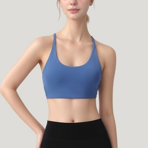 Anna-Kaci Active Women's Strappy Back Sports Bra with Scoop Neck and Fashion Crisscross Detailing - 1 of 4