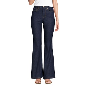 Lands' End Women's Denim High Rise Skinny Flare Jeans - 1 of 4