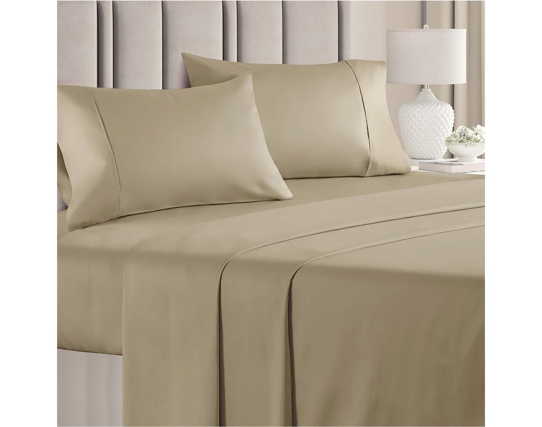 100% Cotton 400 Thread Count 4 Piece Sheet Set - Soft & Cozy Sateen Bed Sheets - CGK Linens