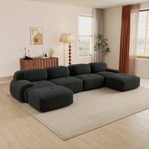 Aukfa Modular Corduroy Sectional Sofa with Ergonomic Support - Pet Friendly, Easy Assembly, Non-Slip Base Design - 1 of 4