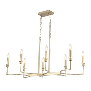 PAKOKULA Industrial 8-Light Gold Linear Classic-Candle-Style Chandelier for Kitchen Island - 1 of 4