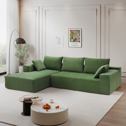 Minimalist Style Sectional Sofa, Upholstered L-shaped Couch Set