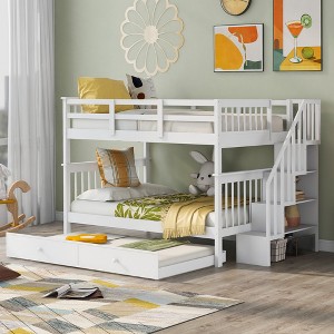 Whisen Stairway Full-Over-Full Bunk Bed with Twin size Trundle - 1 of 4