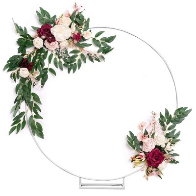7.9FT White Iron Round Wedding Arch Stand for Events