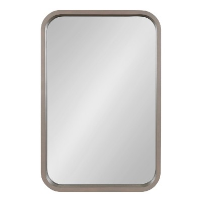 Hutton Graywash Solid Wood Radius Rectangle Wall Mirror