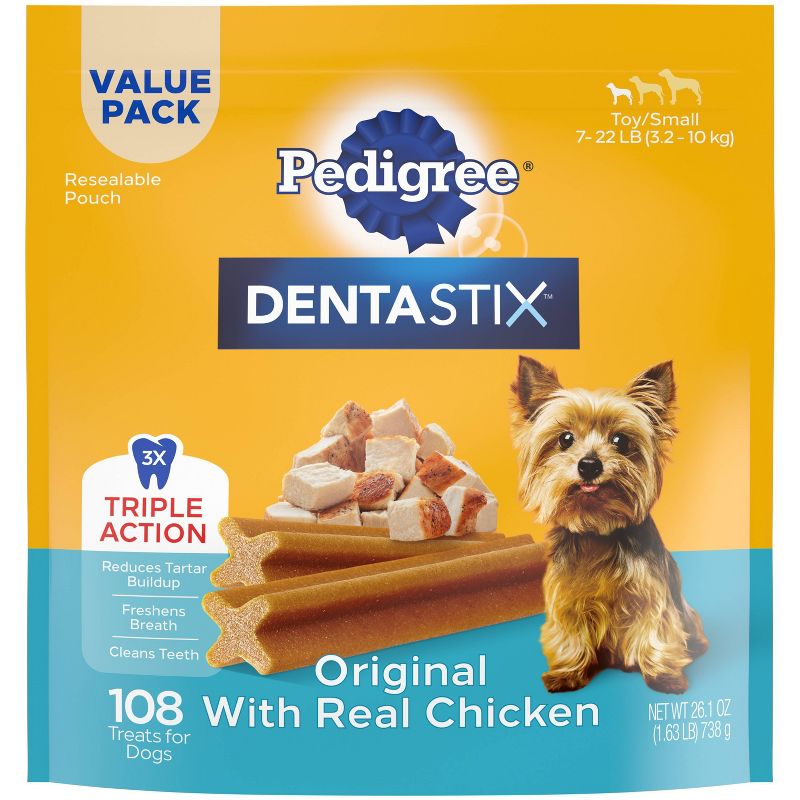 Pedigree Dentastix Chicken Flavor Toy/Small Breed Adult Dental Dog Treats, 1 of 10