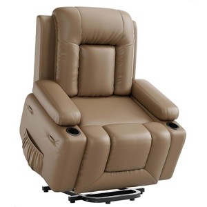 Power Lift Recliner Chair PU Leather with Massage for Elderly Ergonomic Lounge Chair with 2 Cup Holders Side Pocket - 1 of 4