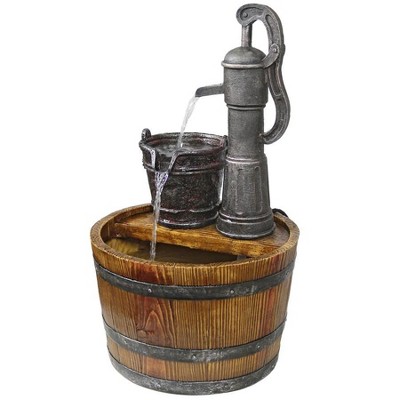 Rustic Farmhouse Cistern Well Pump Barrel Garden Fountain