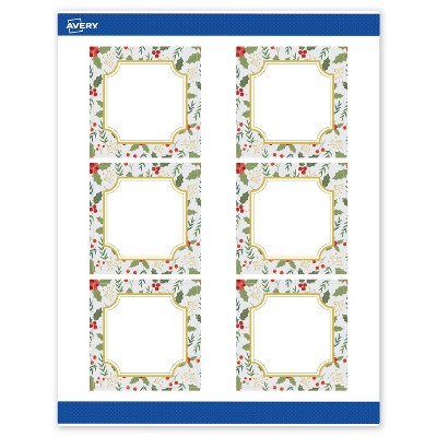 Avery Labels, 3" x 3", Gold-Blue Border Berries, Matte, 60ct