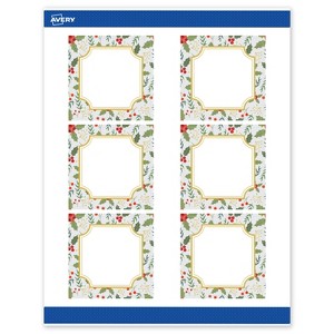 Avery Labels, 3" x 3", Gold-Blue Border Berries, Matte, 60ct - 1 of 4