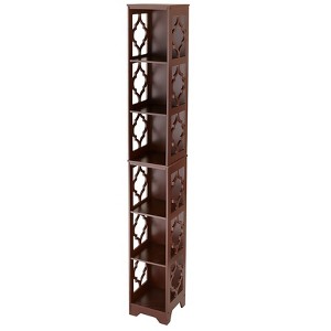 The Lakeside Collection Slim Decorative Shelving Unit or Set of 2 Baskets - Walnut Shelving Unit - 1 of 3