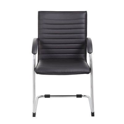 Luxurious Chrome Frame Black Vinyl Side Chair Set