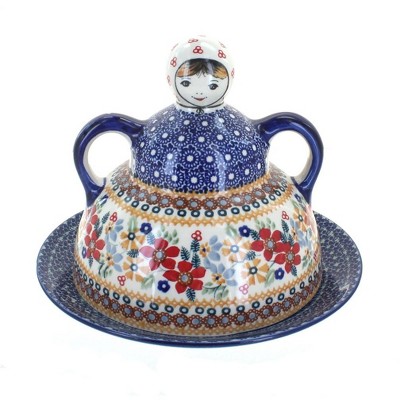 Blue Rose Polish Pottery B001 Manufaktura Cheese Lady
