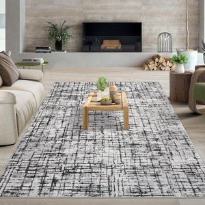 Modern Abstract Area Rugs, Washable Rug with Non Slip Rubber Backing, Soft Non Shedding Floor Covering Low Pile Foldable Printed Mat for Living Room - 1 of 4