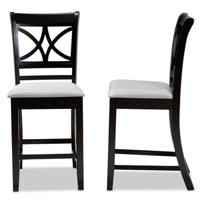 Chandler Gray Upholstered Wood Pub Chairs, Set of 2