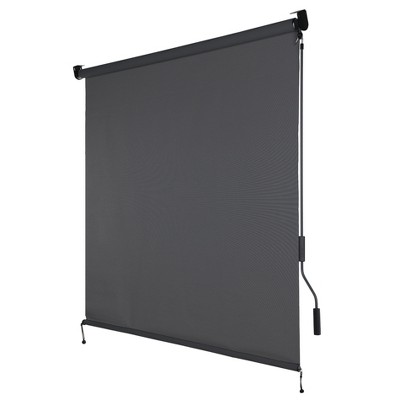 Aoodor 5% Openness Cordless Solar Fabric Roller Shade, Sun Shade for Outdoor Gazebo or Pergola, 95% UV Protection Blinds for Porch Backyard